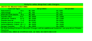 ooty to selas cab charges